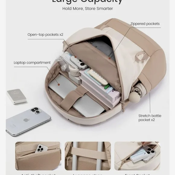 Casual Daypack Backpack, 17.3", #1166 NWOT - Picture 5 of 14